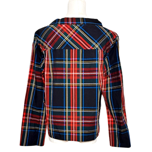J.Crew Women's Black Red Tartan Plaid Rhinestone Shoulder Detail Size 8P Holiday - Picture 6 of 10